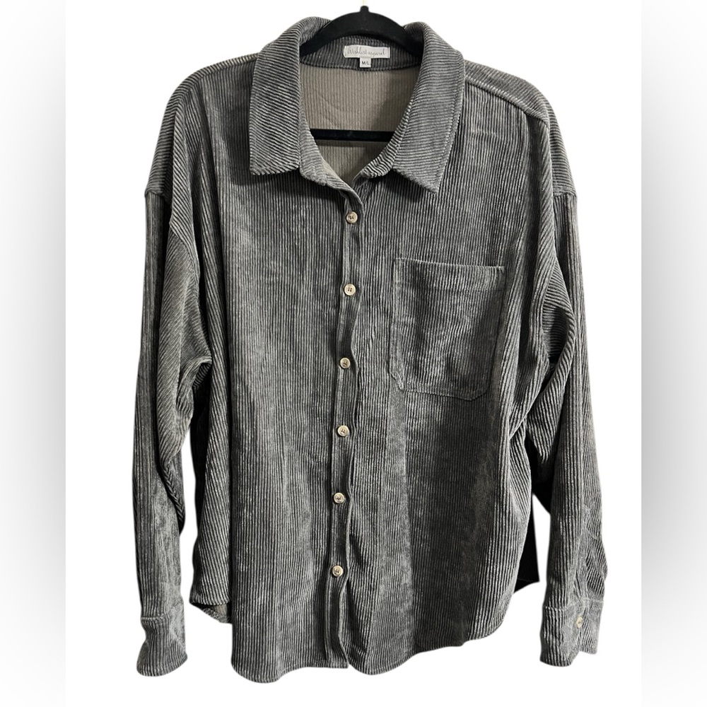 Wishlist Women’s Oversized Ribbed Shacket in Charcaol